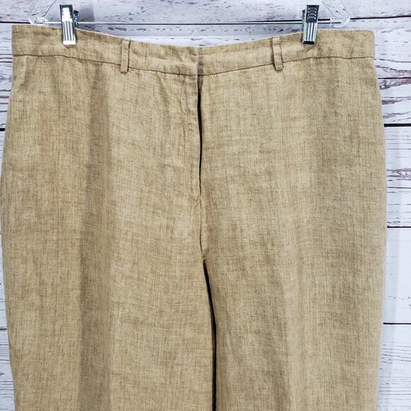 Crossing Pointe Women's 100%Linen  Brown Ankle Pants Size 22 - Picture 2 of 12